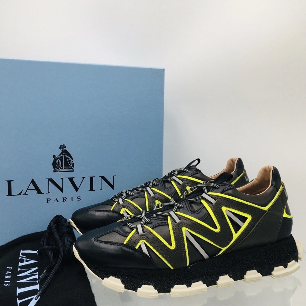 LANVIN- FM SKDECL - MASP - E- 19 - Black / Yellow- Men’s Running Shoes Size 9 M